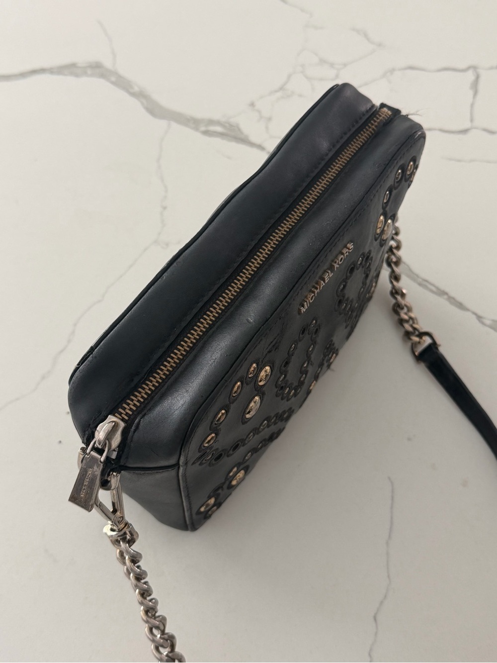Michael Kors Black Studded Chain Crossbody Bag - Picture 3 of 9